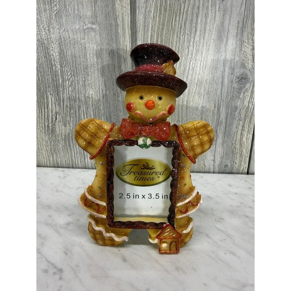 Treasured Times Gingerbread Man Picture Frame Holiday Christmas Decor 2.5x3.5